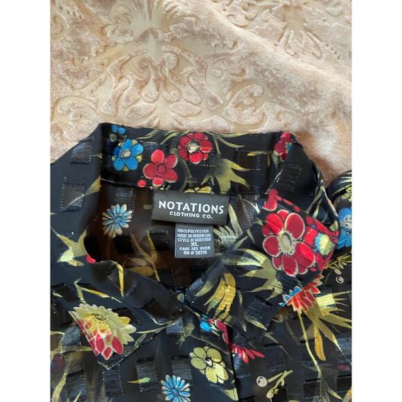 Vintage 90s sheer blouse with bold floral print size‎ xl - Picture 5 of 5